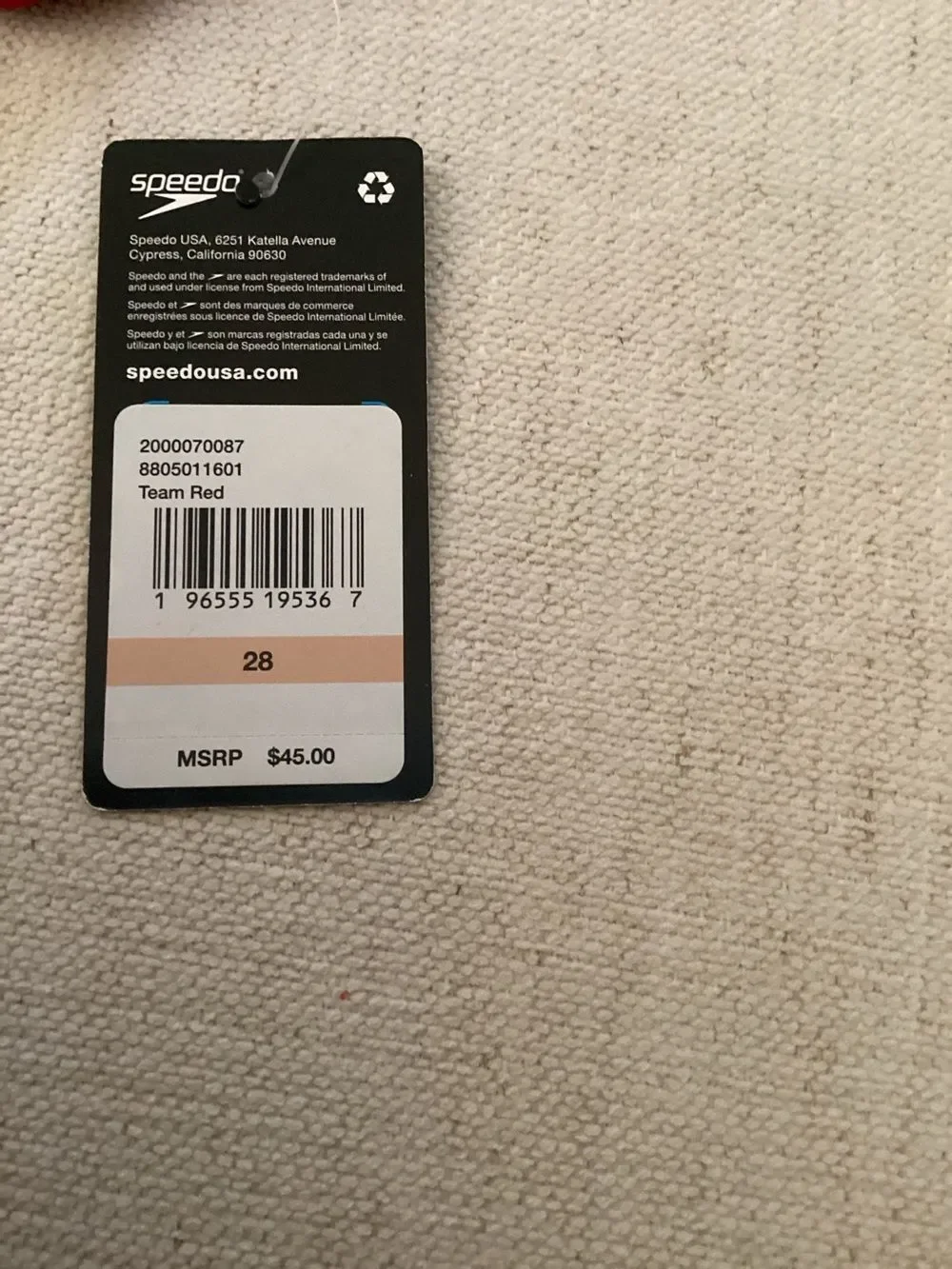 SPEEDO Male Solid Endurance+ Brief Swimsuit - RED, Size 28, NWT
